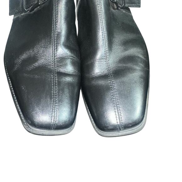 ECCO Black Leather Ankle Boots Size 40 (9-9.5) Buckle Strap Low Heel comfort - Picture 11 of 11